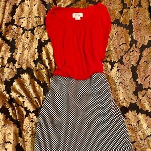 Polka dot skirt dress with chiffon top